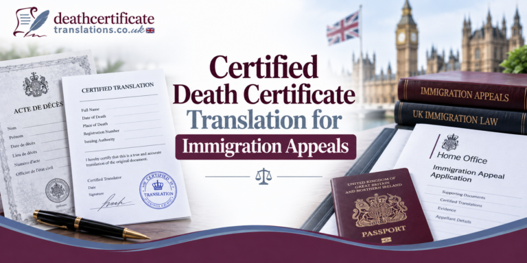 Certified Translation of Death Certificate for UK Immigration Appeal